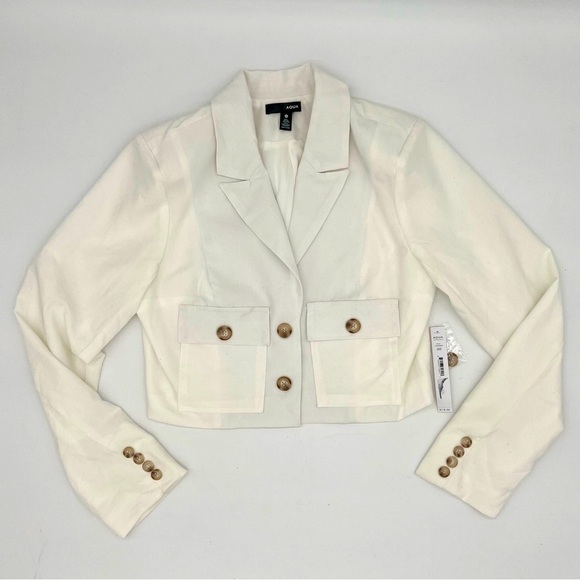 AQUA White Cropped Blazer – Size S – New with Tags – $118 Retail - Picture 1 of 11